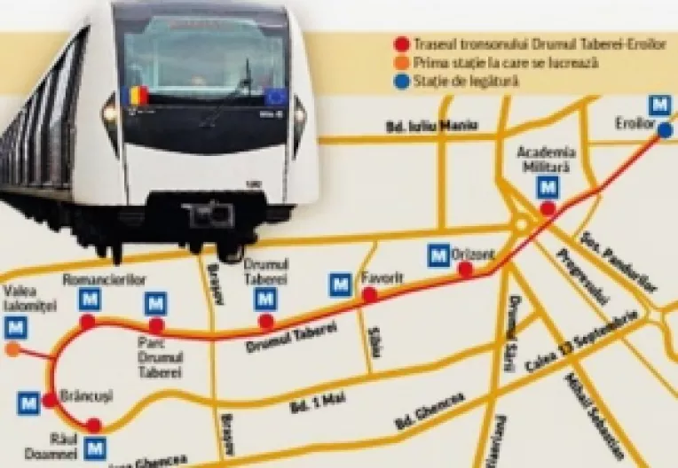 Restrictii de circulatie din cauza lucrarilor la Magistrala de metrou 5 Drumul Taberei-Eroilor